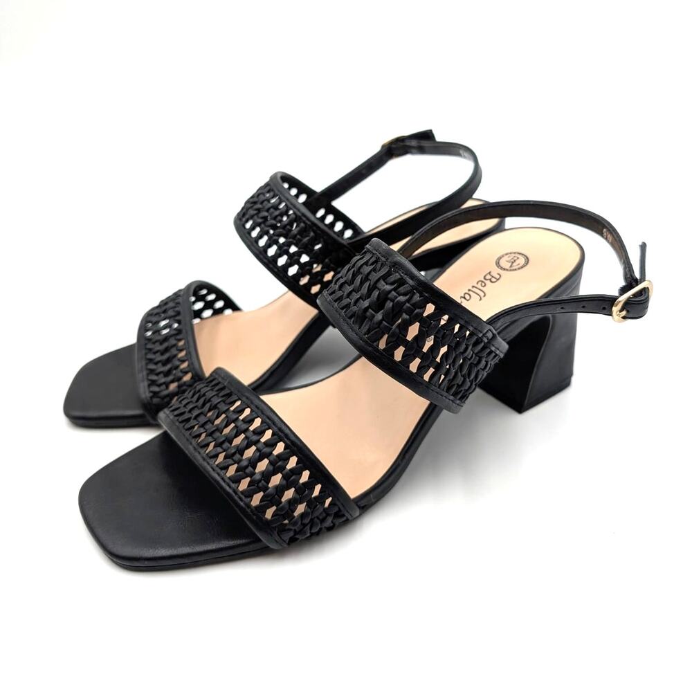 Bella Vita Xannon Block Heel Slingback Sandal Women's Black Size US9W EU39.5